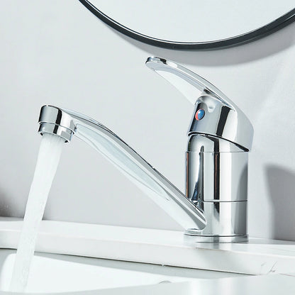 Kitchen Faucets Chrome Deck Mount Bathroom Basin Faucets Single Handle Single Hole Hot and Cold Water