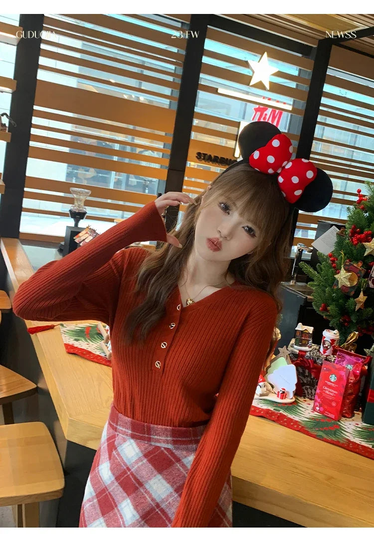 2023 herbst Winter Frauen Pullover Beiläufige Dünne Taste Gestrickte Pullover Pullover Femme Grundlegende Solide Jersey Tops Mode Kleidung.