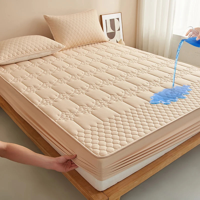 WASART King Size Double Bed Quilted Waterproof Mattress Protector Cover Elastic Fitted Sheet Protection Pad Thick Bedspread 150