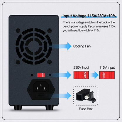 NANKADF Lab Bench Power Supply 30V 10A Switching Power Supply Unit 30V 5A  Adjustable Source 60V 5A Voltage Stabilizer 120V 3A