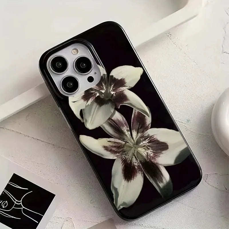 Lily Orchid Flower Print Soft Phone Case For iPhone 16 15 14 13 12 11 Pro Max XS XR X 7 8 Plus SE 2020 2022 Shockproof Cover.
