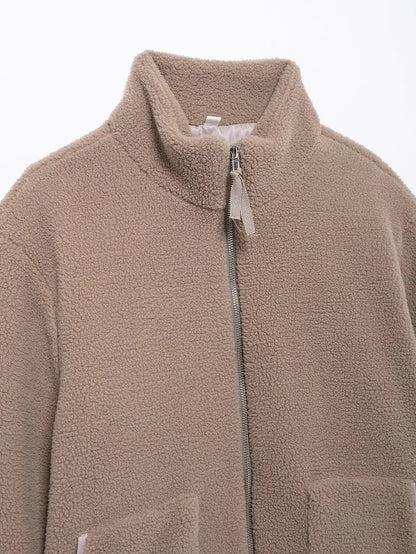 Winter Fleece frauen Mantel Zipper Stehkragen Lose Verdickt Mantel frauen Herbst Warme Neue Casual Trendy frauen Mantel