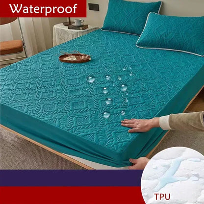 Waterproof Mattress Protector Thicken Fitted Bed Sheet Breathable & Noiseless Mattress Pad for Twin/Double/Queen/King Size Beds