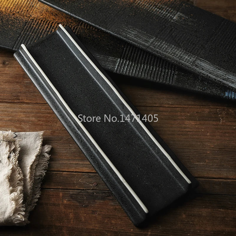 Rectangular Sushi Plate Sashimi Plate Cold Dishes Flat Plate Japanese Ceramic Plate Retro Restaurant Long Plate.