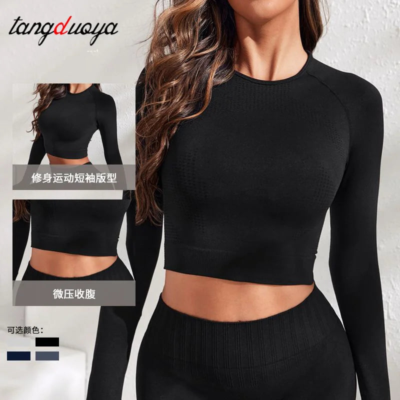 Seamless yoga Long Sleeve for women Crop Top New style sports tops T-shirts running training fitness long-sleeved shirts.