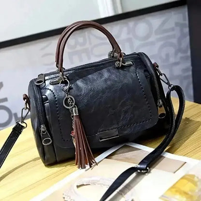 Tassel Decor Handbag, Women's Large Capacity Shoulder Bag, Fashion Zipper Crossbody Bag With Removable Strap.