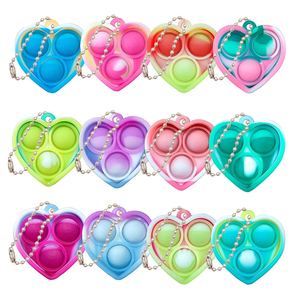 12/24/48Pcs Mini Pop Fidget Toy Pack Kit Keychain Stress Relief Toys Party Favors Office Desk Toy for Kids Adults Brinquedos.