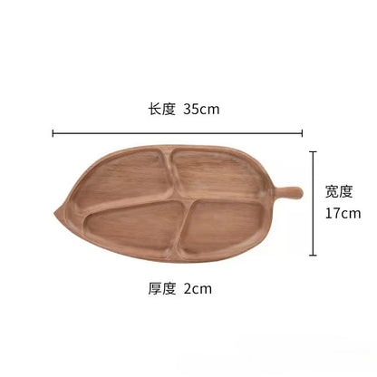 Wooden Leaf Shaped Fish Shaped Nut Tray Divided Plate Fruit Bread Pastry Tray Japanese Tableware.