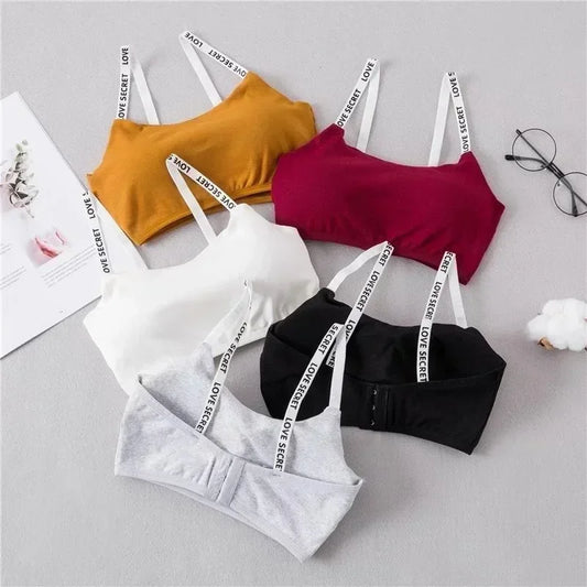 Women Active Bra Casual Top Letters Print Strap Cotton Top Fitness Gym Jogging Sleep Bra Girl Wire Free Bandeau Paded Bra Tops.