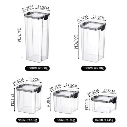 Transparent Food Storage Containers Kitchen Storage Airtight Cans Plastic Storage Boxes Stackable Food Storage Boxes.