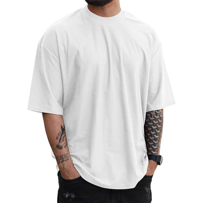 350G Cotton Heavyweight Small Neck T-shirts Men Solid Color Male Short-sleeved T-shirt High Quality Loose Shirts Casual T Shirts.