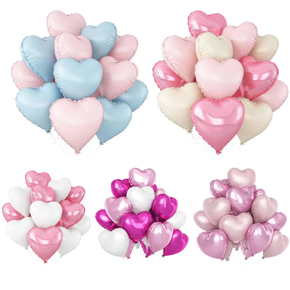 12 Stück babyrosa cremeweiße herzförmige Folienballons 18 Zoll Herzballon für Geburtstag, Jahrestag, Hochzeit, Valentinstag, Party.