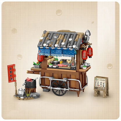 Street View Series Building blocks Izakaya Shaved Ice Shop Takoyaki Shop Coffee shop Panda Tea House model children's gift