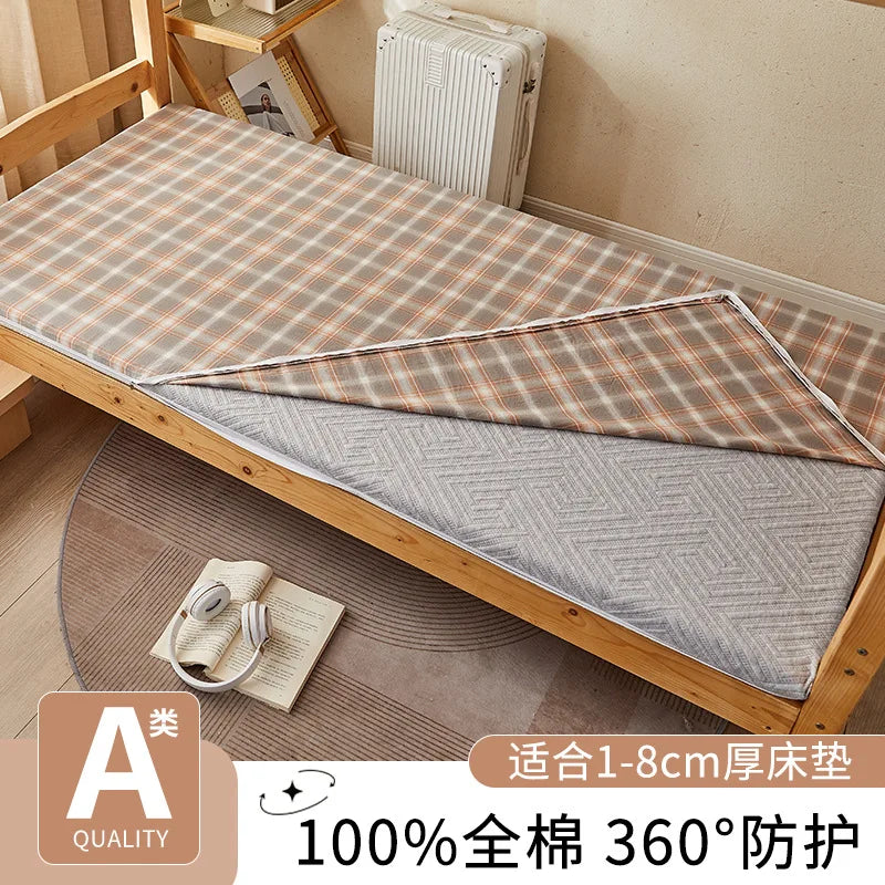 2025 new cotton washed cotton student dormitory mattress cover all-inclusive zipper mattress single piece without filler.