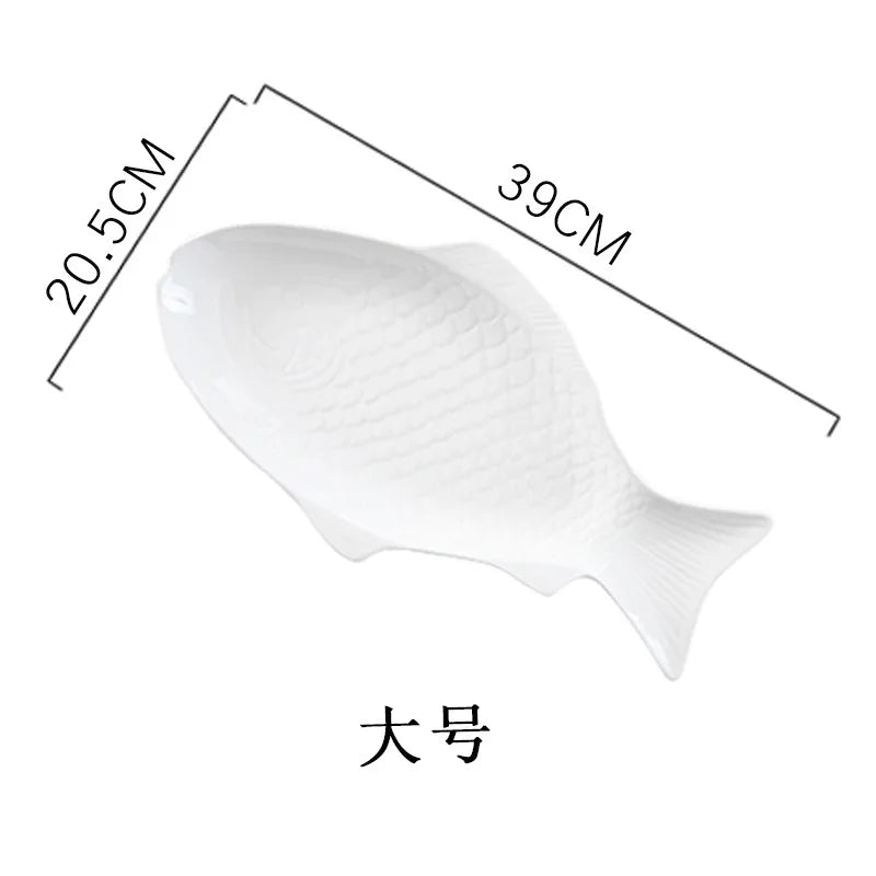 Japanese Ceramic Fish Plate White Irregular Plate Healthy Tableware Kitchen Cookware Dessert Sushi Pasta Plate Hotel Tableware.