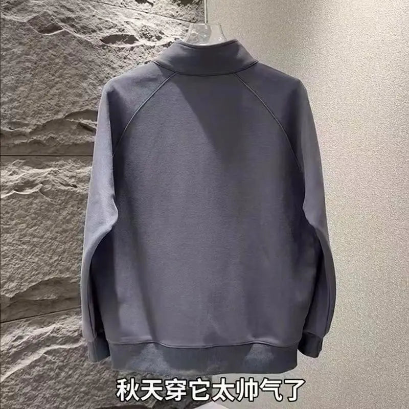 Hoodie men's spring and autumn style new cardigan with shoulder insertion All match jacket men's Korean version handsome top men.