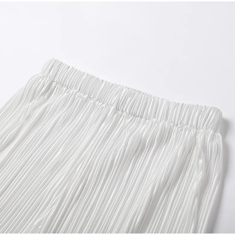 2024 Spring Autumn Women's New Solid Color Button Shirt Long Sleeve Drop Feel Loose Soft Wrinkle Casual Two Piece Set