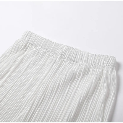 2024 Spring Autumn Women's New Solid Color Button Shirt Long Sleeve Drop Feel Loose Soft Wrinkle Casual Two Piece Set