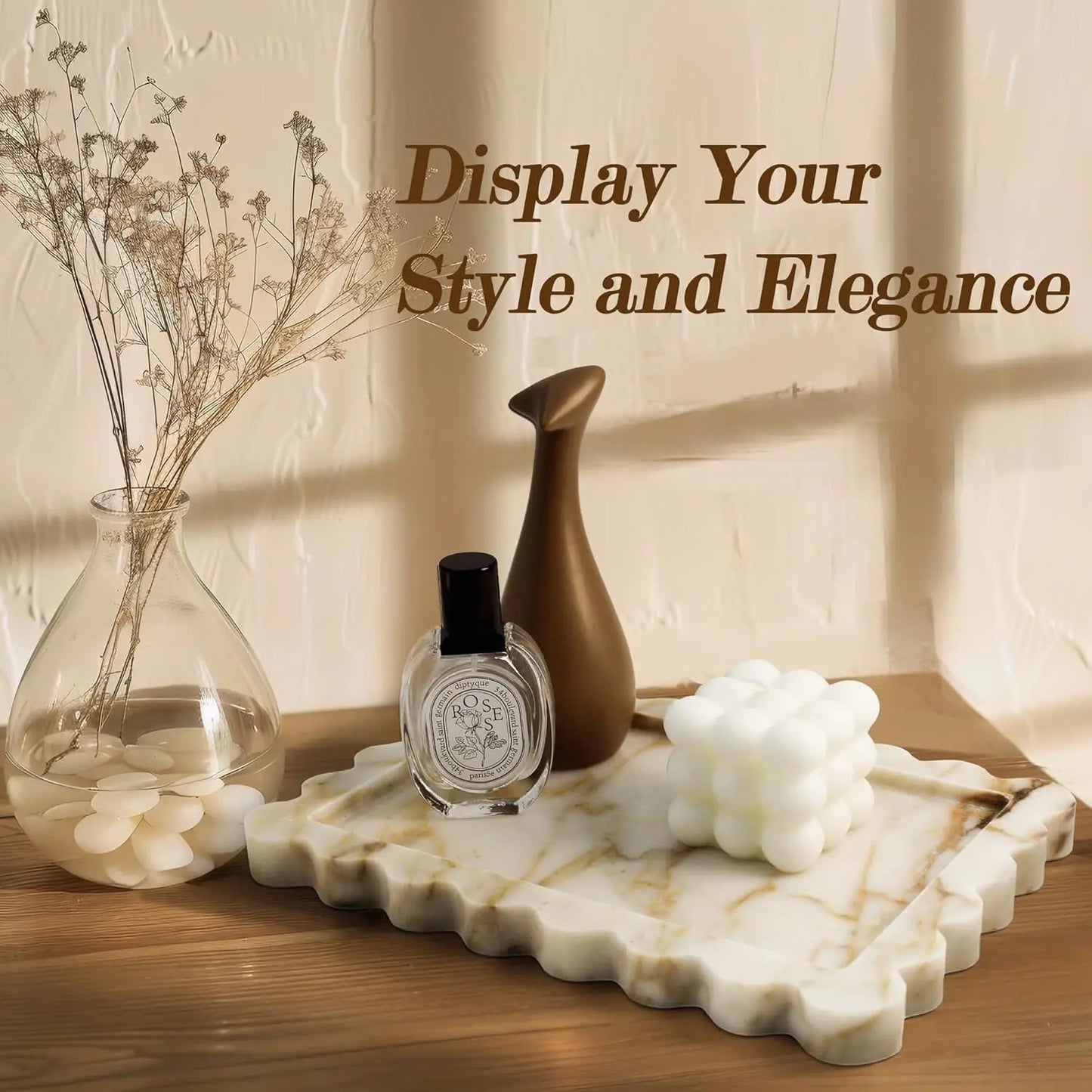 Calacatta Viola Scalloped Marble Tray, Natural Marble Stone Tray, Luxury Decorative Trays for Bathroom, Vanity, Home Decor.