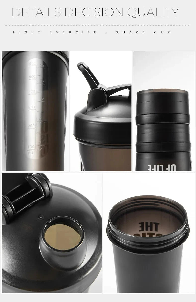 GIANXI Shaker Bottles Gym Sports Protein Powder Mixing Bottle Outdoor Portable Leak Proof Plastic Cup Drinkware.