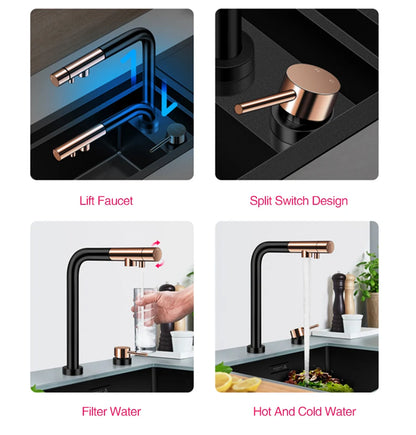 ASRAS Hidden Bar Island kitchen Sink Nanometer SUS 304 Flip Cover Hidden Handmade Small Size kitchen Sinks With Cup Rinser