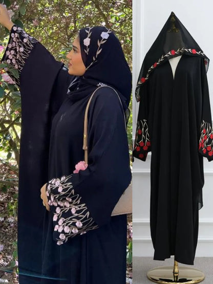 Muslim Women Dubai Abaya luxury embroidery Floral Long Dress Kaftan Flower Ramadan Robe Femme Islam African Dresses Kebaya.