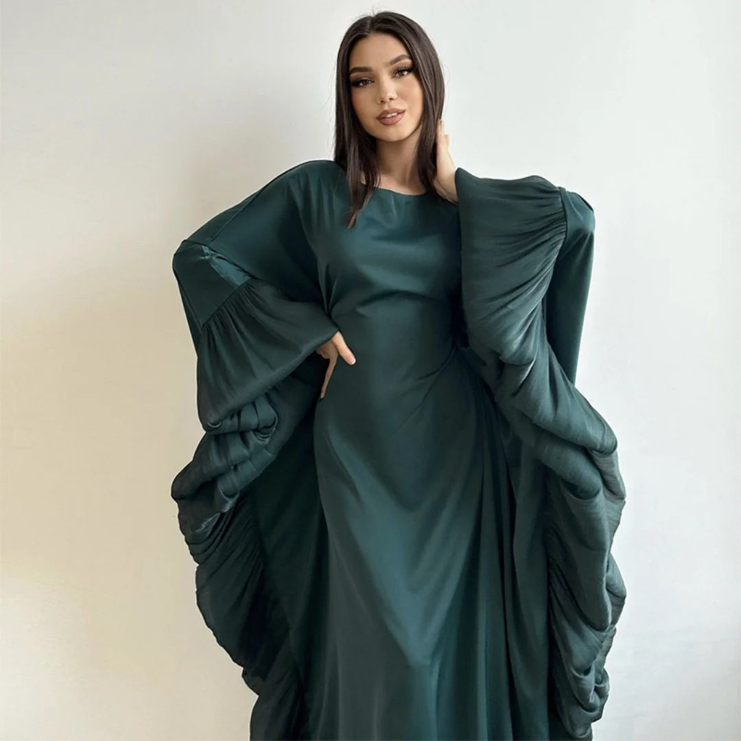 Ramadan Eid Kebaya Muslim Batwing Abaya Damen Dubai Luxury Abayas For Women Kaftan Satin Dress Islam Caftan Marocain Robe Femme.