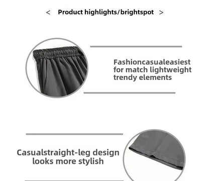 Herren-Freizeithose mit lockerer Passform, ultradünn, vielseitig, gerades Bein, sportlich, drapiert, Eisseidenhose, Sommer, leicht.