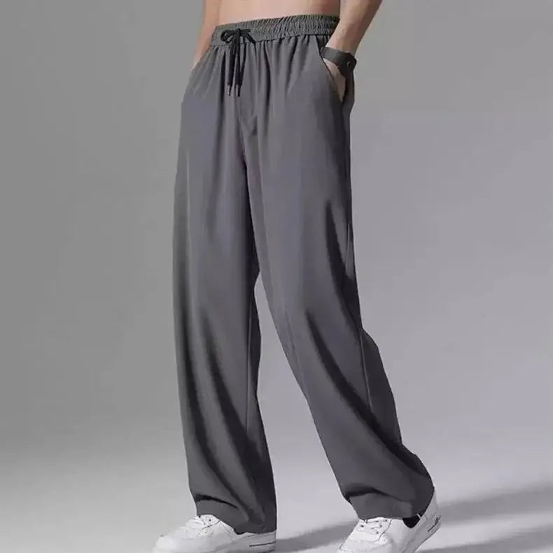 Herren-Freizeithose mit lockerer Passform, ultradünn, vielseitig, gerades Bein, sportlich, drapiert, Eisseidenhose, Sommer, leicht.