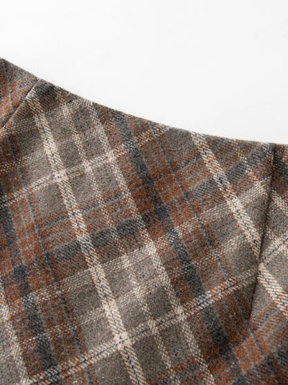 FSLE Autumn Party Skirt High Waist Retro Plaid Knit WoolShort Skirt For Women 2025 Fall Winter New Arrival Y2K Mini A-line Skirt