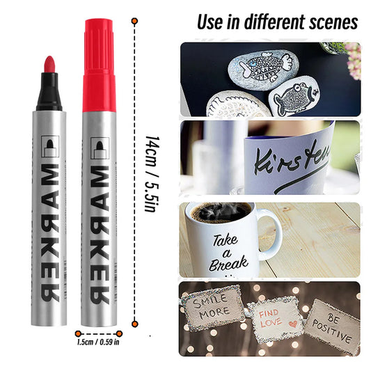 Permanenter Farbmarkierungsstift, wasserfester schwarzer Stift für Reifen, ölige Marker, schnell trocknender Signaturstift, Schreibwarenzubehör.