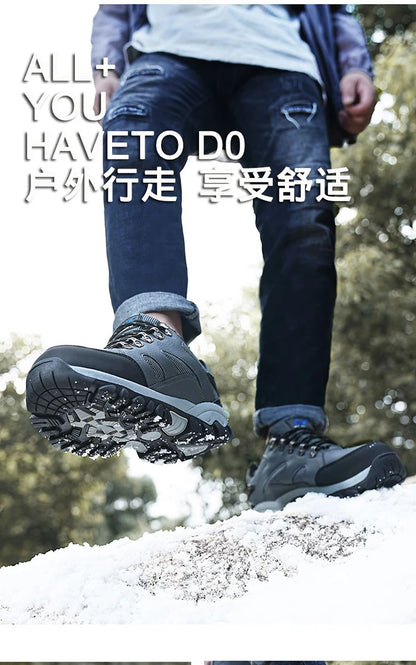 Winter Tactical Boots Combat Autumn Hiking Boots Men Snow Warm Fur Sneakers Padded Trekking Black Waterproof Leathe Sneakers