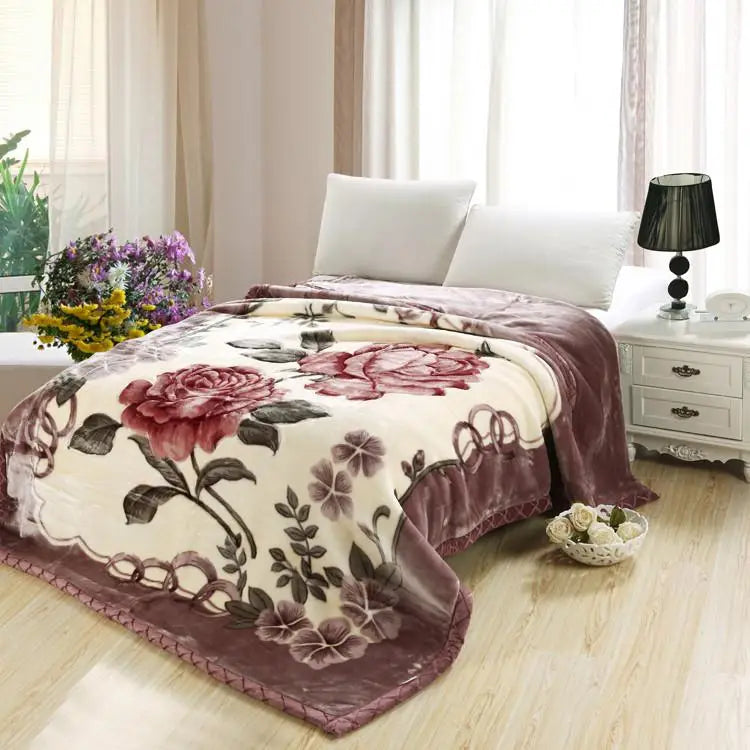 Ultra Soft Cozy Flowers Rose Throw Blanket Microfiber Heavy Fluffy Fleece Blanket for Home Bed Dormitory