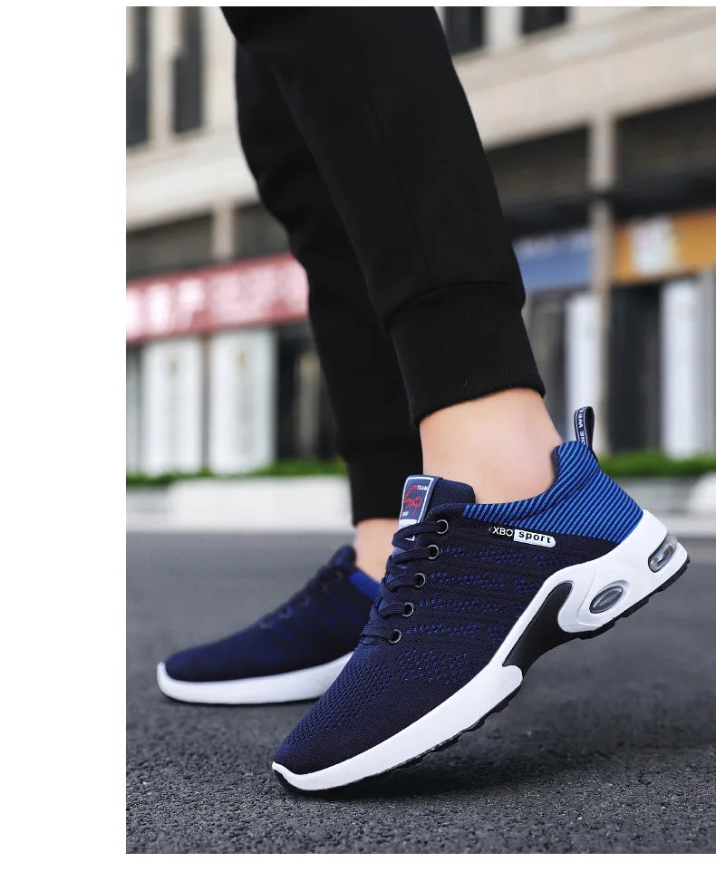2025 New Men Sneakers Breathable Lace-Up Running Shoes Men Outdoor Walking Shoe Mesh Flying Woven Anti Slip Sports Shoes for Men