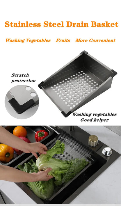 Wasserfall-Küchenspüle aus Edelstahl 304, Zughahn, Einzelschlitz, Hochdruckbecher, Waschmaschine, Café, Weinbar, Waschbecken