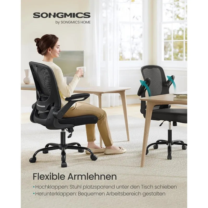 SONGMICS Bürostuhl, Schreibtischstuhl, Drehstuhl mit Netzspannung, ergonomisch, gepolsterte Lendenstütze, Wippfunktion
