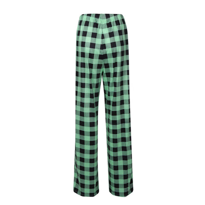 Frauen Weihnachten Pyjama Hosen Herbst Winter Plaid Gedruckt Hosen Mode Lässig Breite Bein Hosen Kleidung Streetwear.
