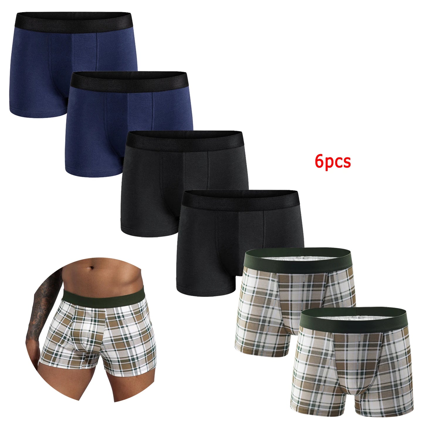 6 stücke Pack 2024 Männer Höschen Baumwolle Unterwäsche Männlich Marke Boxer Und Unterhose Für Homme Luxus Set Shorts Box Slip kit