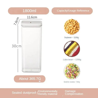 Kitchen Storage Plastic Storage Jar Clear Food Grade Airtight Seal for Kitchen Snacks Cereals Beans Kitchen Storage Organizer.