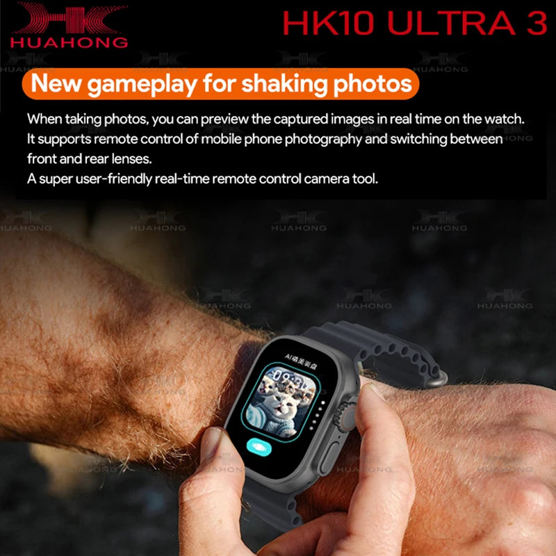 2025 New 49mm HK10 ULTRA 3 Smartwatch HD AMOLED 4G ROM Bluetooth Call Network Chat Robot Clock NFC Compass Smart Watch Men Women.