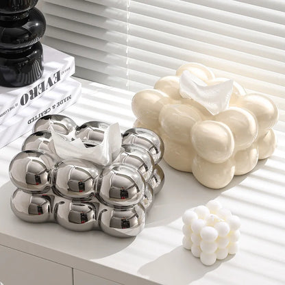 Geometry Tissue Box Cover Decorative Facial Tissue Holder Case Container for Bedroom Tissue Box Covers Rectangular Ceramic.