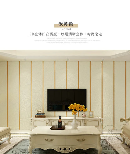 Hirschhaut Samt horizontal gestreifte Tapete Wohnzimmer Schlafzimmer gestreifte Film- und Fernsehwand 3D-Relief verdickte Tapete