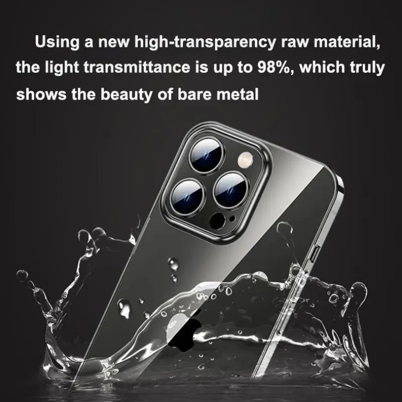 Ultra Thin PC Hard Crystal Clear Case For iPhone 17 16 15 14 Plus 13 12 11 Pro Max XR Glossy Transparent Camera Protection Cover.