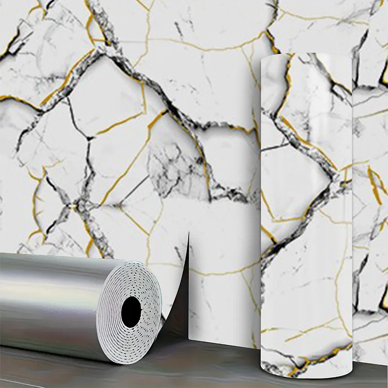 Self adhesive marble wallpaper PVC waterproof and stain resistant bedroom living room TV background wall decoration wall sticler
