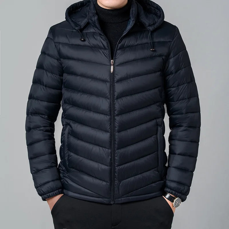 New Autumn Men's Thin Cotton Jacket Ribs Middle-aged and Elderly Hooded Cotton.