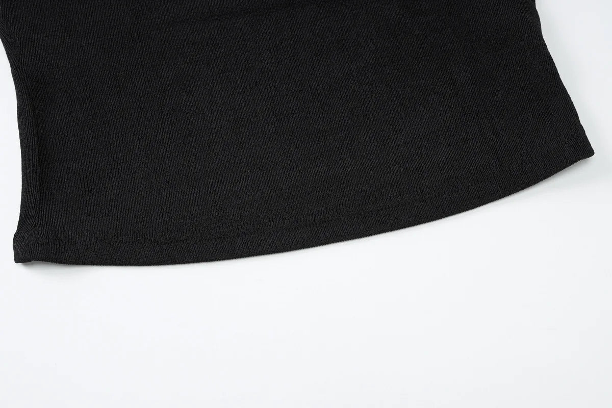 Cryptographic Autumn Casual Basic Asymmetrical Top Women Elegant Solid Long Sleeve Pullovers Black Top Y2K Slim Vintage Clothes.