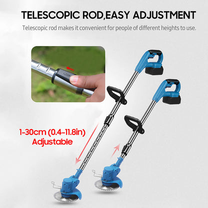 21 V Teleskop-Hand-Akku-Rasentrimmer, elektrischer Rasenmäher, 2 Stück, 1500 mAh wiederaufladbarer Akku, Schnellladegerät, Trimmer