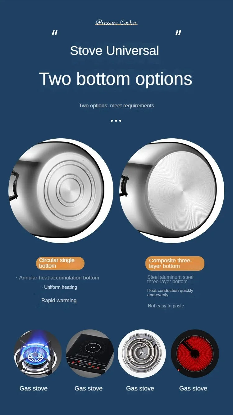 Extra Large Pressure Cooker Thick Commercial Stainless Steel Pressure Cooker Kitchen Electric Cookware Dining Bar Home Garden.