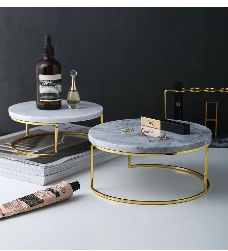 Nordic Marble Cake Dessert Tray Decoration Modern Simple Home Makeup Tools Jewelry Storage Plate Fruit Snack Chocolate Display.