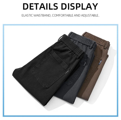 Mens Lyocell Straight Loose Elastic Waist Jeans 2025 Autumn Winter Fashion Brand Comfortable Versatile Pants Plus Size 5XL.